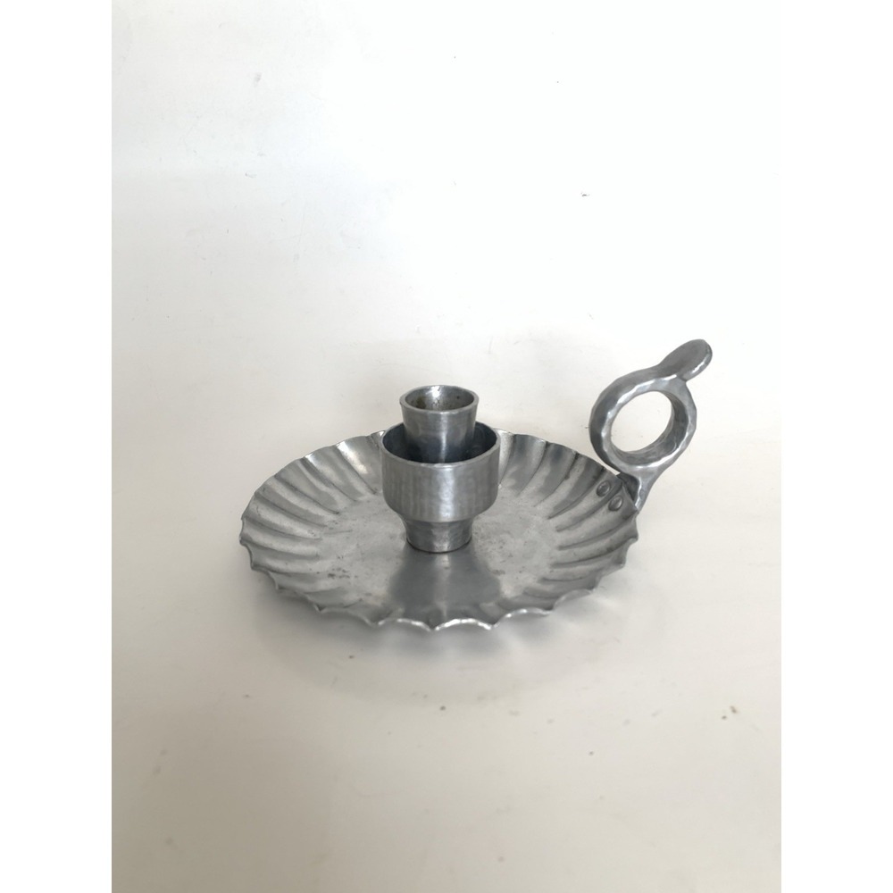Hand Forged Aluminum Candle Holder Intaglio Design 1950's Everlast